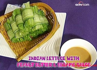 Indian Lettuce with Peanut and Sesame Sauce 